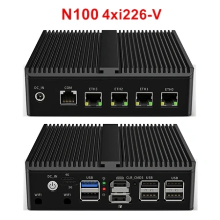 Мини-компьютер без кулера N100 J6413 N5105 4x Intel i225 i226 2,5G LAN NVMe HDMI2.0 DP ESXi Proxmox домашний сервер