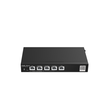 Маршрутизатор Ruijie Reyee Desktop 5-port full gigabit router, providing one WAN port, one LAN port, and three LAN/WAN ports; supporting four PoE/PoE+ interfaces and maximum 60 W PoE power; recommended concurrency