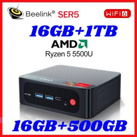 Beelink Ryzen 5 5500U SER5 мини ПК Win 11 Pro AMD DDR4 16 Гб ОЗУ 500 ГБ 16 ГБ 1 ТБ SSD 4K Dual HD WiFi6 1000M настольный компьютер