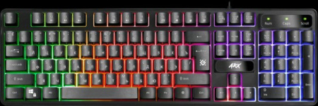 Клавиатура игровая проводная  Defender Arx GK-196L RU, USB, черный, радужная подсветка  (45196)