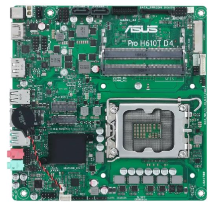 Материнская плата ASUS PRO H610T D4-CSM, LGA1700, H610, 2*DDR4, DP,HDMI, SATA 6.0, M.2, USB 3.2*2, USB 2.0*2,  mITX; 90MB1AM0-M0EAYC