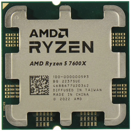 Процессор CPU AMD Ryzen 5 7600X, 6/12, 4.7-5.3GHz, 384KB/6MB/32MB, AM5, Radeon, 105W, OEM, 1 year