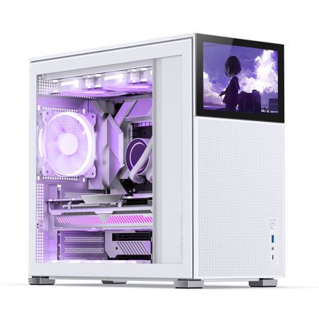 Корпус JONSBO D41 MESH SC White без БП, боковая панель из закаленного стекла, 8” Color TFT-LCD screen, mini-ITX, micro-ATX, ATX, белый