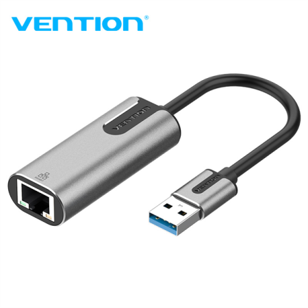 Сетевой адаптер Vention USB 3.0-A to RJ-45 (Gigabit Ethernet) Adapter Gray Aluminum Alloy Type 0.15M