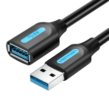 Переходник Vention USB 3.0 A Male to A Female Extension Cable 1M Black PVC Type