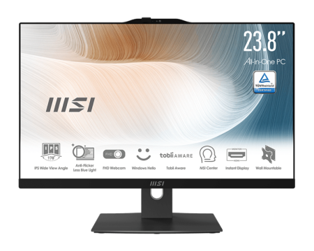 Моноблок MSI Modern AM242P 12M AiO 23,8" FHD (1920x1080)IPS AG Non-touch, Core i5-1240P (1.7GHz), 8Gb DDR4, 256GB SSD M.2, Intel UHD, WiFi, BT, camera, WirelessKB&mouse Eng/Rus, No OS,1y