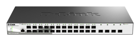 Коммутатор D-Link Managed L2 Metro Ethernet Switch 24x1000Base-X SFP, 4x10GBase-X SFP+, CLI, RJ45 Console, RPS